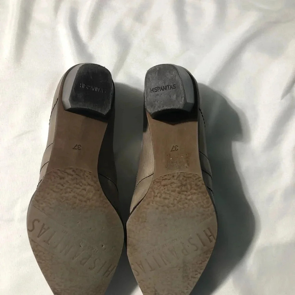 Hispanitas Leather Heels Worn Look Tan Brown Buckle size 37 (US 6-6.5) - Picture 11 of 14